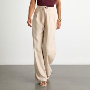 Lulus Bowen Light Khaki High-rise Wide-leg Trouser Pants Beige - Size XL